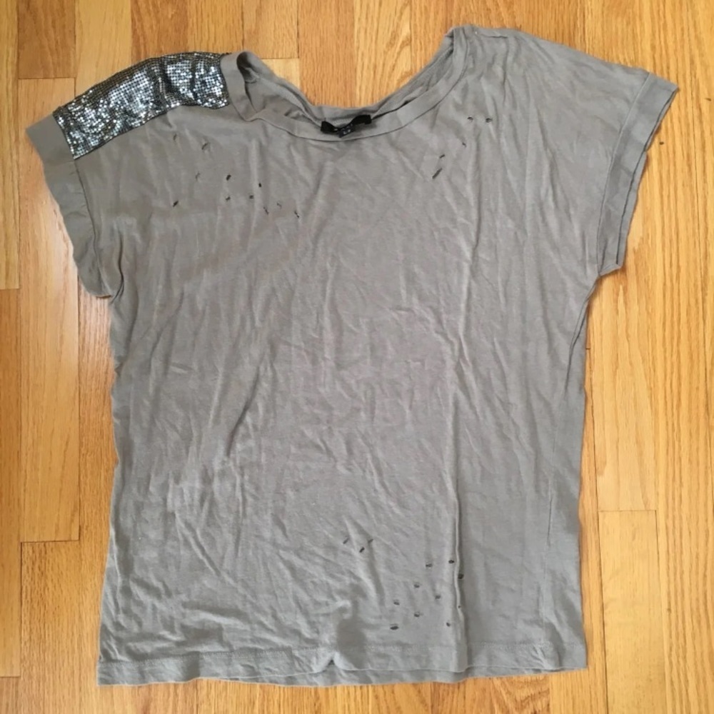Forever 21 Ripped Sequin Tshirt